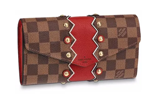 LOUIS VUITTON Wallet Sarah Damier Ebene Karakoram Rubis Red Brown