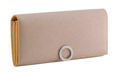 BVLGARI Bulgari Clip Calfskin Wallet Large Women's Yellow/Beige