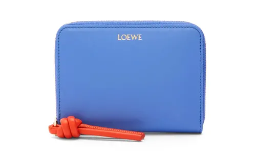 LOEWE Bright Nappa Cow Leather Wallet Women's Seaside Blue/Brilliant Orange