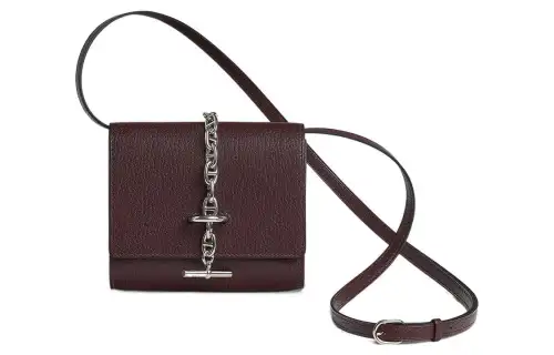 HERMES Chamkila Goat Skin Crossbody Bag, Wallet Women's 0G Rouge Sellier Saddle Red