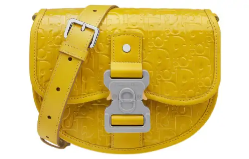 DIOR Gallop Oblique Gravity Print Leather Messenger Bag, Messenger Bag, Shoulder Bag, Crossbody Bag Mini Men's Yellow