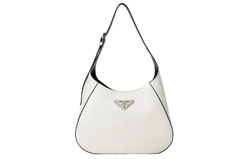 PRADA Calfskin Portable Crossbody Bag, Shoulder Bag Women's White