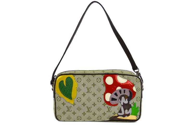 LOUIS VUITTON Canvas With Leather Handbag, Shoulder Bag Women's Light Green