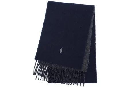 Polo Ralph Lauren Wool, Nylon Knit Scarves Unisex Marine Blue/Charcoal Gray