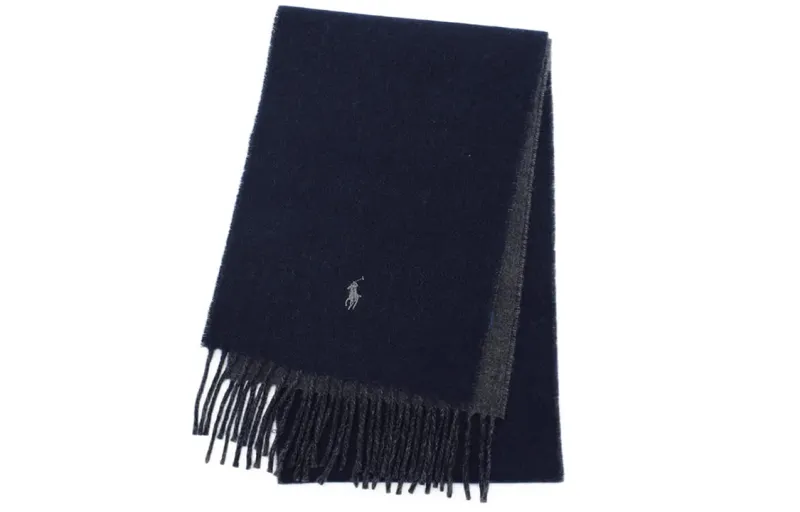 Polo Ralph Lauren Nylon navy scarf with tassels for men and women, with your logo imprint, with embroidery, for beloved