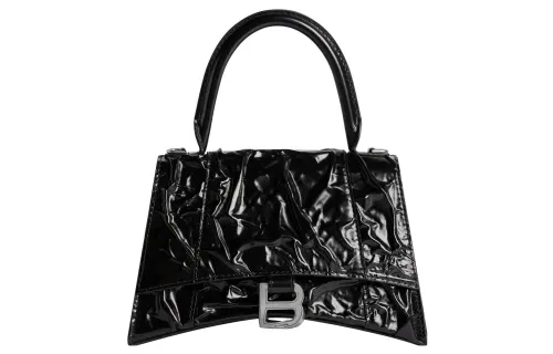 Balenciaga Hourglass Lambskin Shoulder Bag, Crossbody Bag, Handbag Small Women's Black