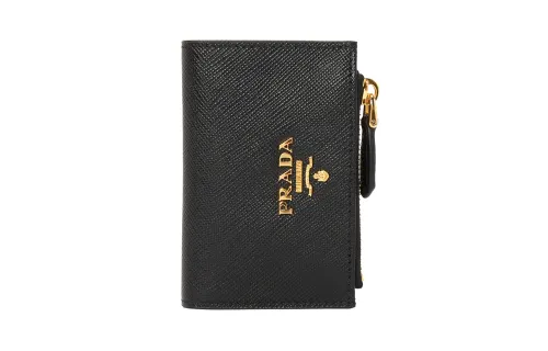 PRADA Cow Leather Card Holder Card Holder Women's Black