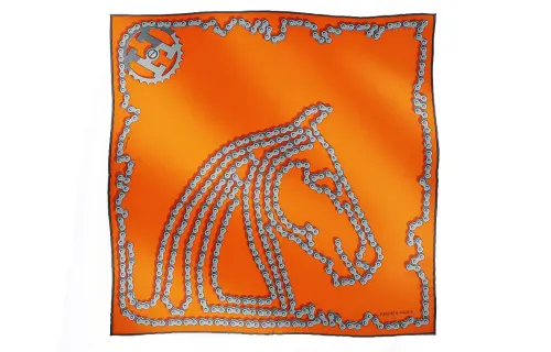 HERMES Silk Scarves Men's Orange