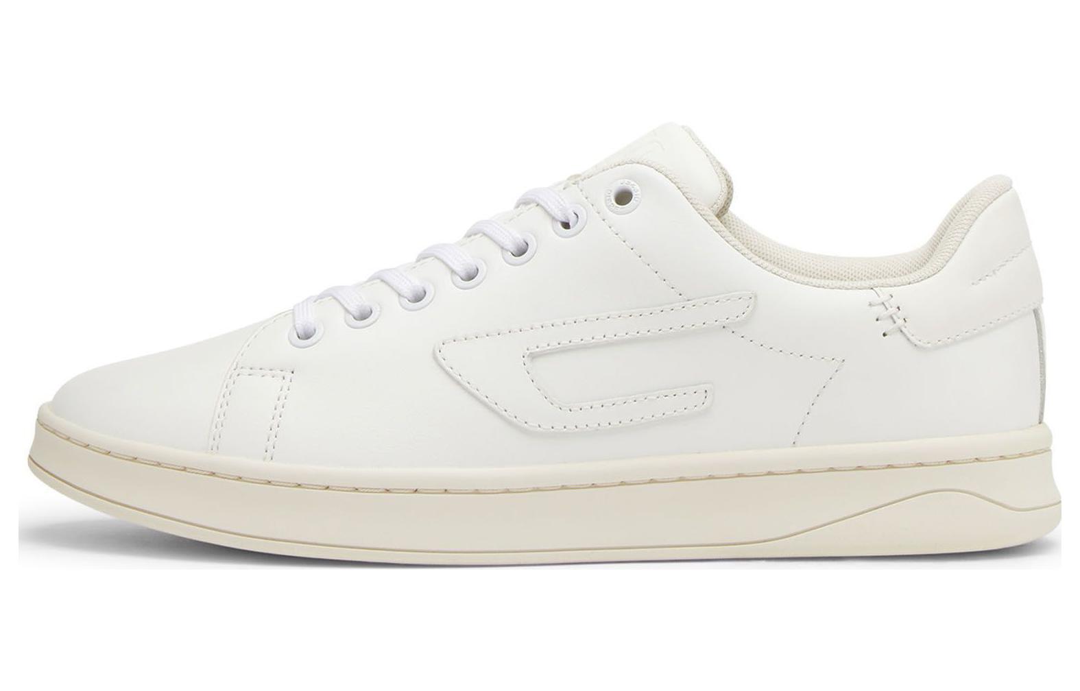 DIESEL Дизель С-Афина кожаный Круглая голова со шнурками Низкая банда панель обувь женский белый