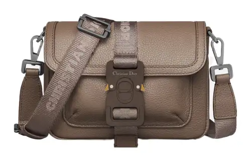 DIOR Grained Calfskin Shoulder Bag, Crossbody Bag Mini Men's Khaki