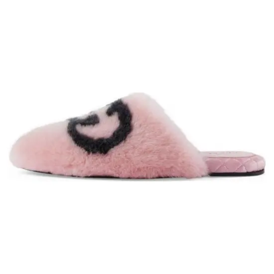 GUCCI Women's Faux-Fur Slipper 'Interlocking G - Pink Black' Women's