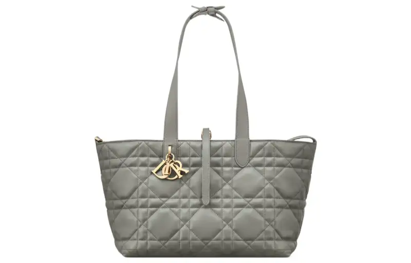 DIOR Toujours Cow Leather Native Bag, Handbag Medium Women's Gray