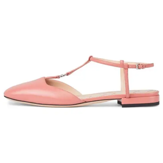 GUCCI Double G Ballet Flats Pink Leather Women's