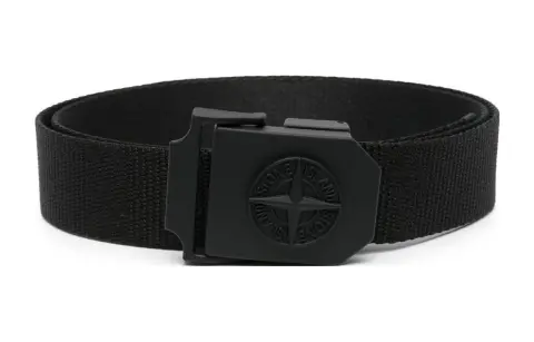 Stone Island logo-buckle tape belt