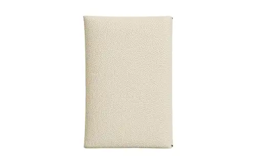 HERMES Calvi Mysore Goat Skin Card Holder Women's I2 Nata Cream White