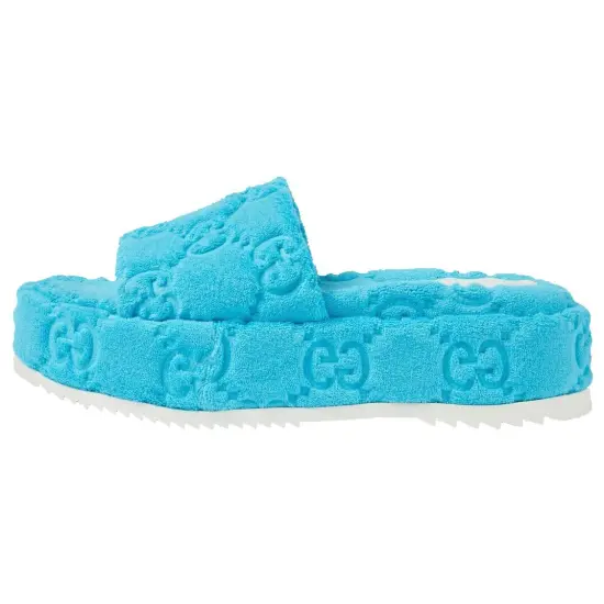 GUCCI Gg Platform Sandal Blue Women's