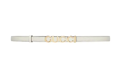 GUCCI Leather Belts Women's White Width 1.5cm