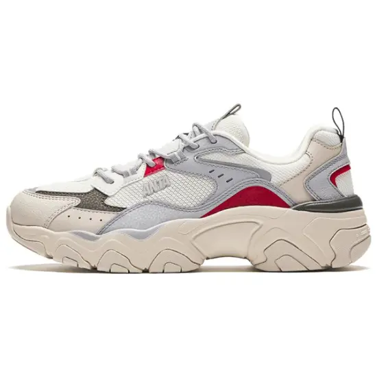 ANTA Chunky Sneakers Women's Low-Top Ivory White/Mudstone Gray/White Limestone