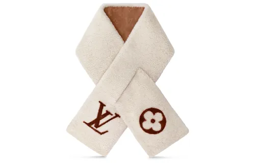 LOUIS VUITTON SHEARLING Knit Scarves Unisex Beige