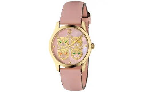 GUCCI G Timeless Collection Wrist Watches Quartz Movement Leather Strap 38mm Pink Watch Dial Women's Watch