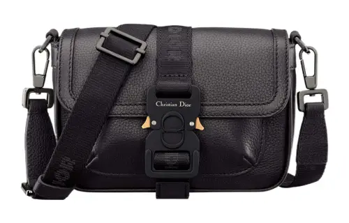 DIOR Hit The Road Grained Calfskin Shoulder Bag, Crossbody Bag Mini Men's Black