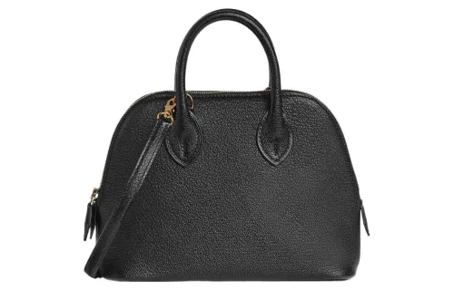 HERMES Bolide Goatskin Bowling Bag, Handbag Mini Unisex Black