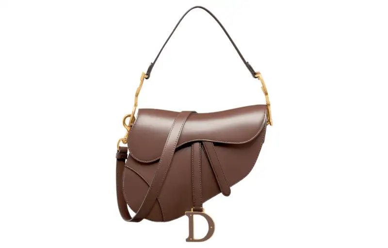 DIOR Smooth Cow Leather Saddle Bag, Shoulder Bag, Crossbody Bag, Handbag Women's Chocolate Brown