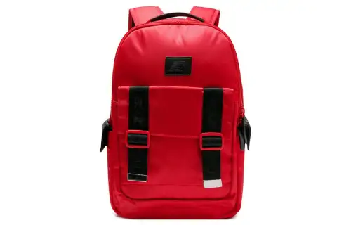 New Balance Zip Closure Fabric+Artificial Leather Backpack Regular Unisex Red