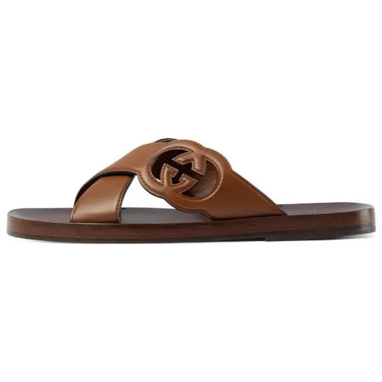 GUCCI Slide Slippers Men Brown