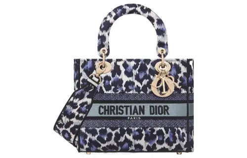 DIOR Lady D Lite Embroidery Handbag, Shoulder Bag, Crossbody Bag, Handbag Medium Women's Blue/Multicolor