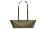 LOEWE Shiny Cow Leather Handbag, Shoulder Bag Women's Dark Khaki Green