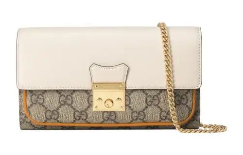 GUCCI Padlock Canvas With Leather Shoulder Bag, Crossbody Bag Regular Women's Ecru/Brown