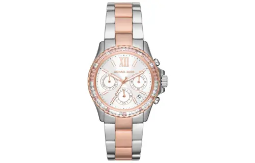 MICHAEL KORS Everest Wrist Watches Quartz Movement Stainless Steel Strap 36mm Silver Dial Women's Watch