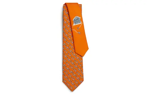 HERMES Mulberry Silk Ties Men's Orange