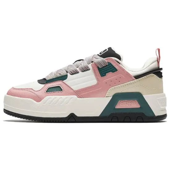 Anta Wear-resistant And Lightweight Low-Top Skateboard Shoes Women's White Pink