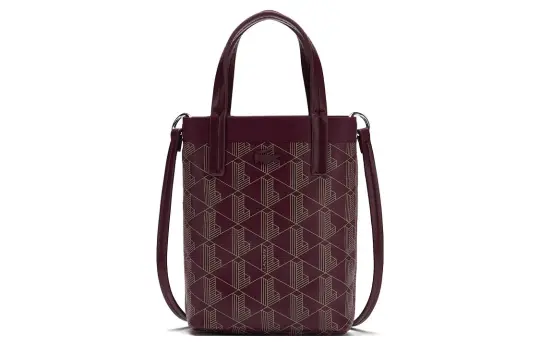 LACOSTE PVC Handbag, Shoulder Bag, Crossbody Bag Extra Small Women's Dark Red/Apricot