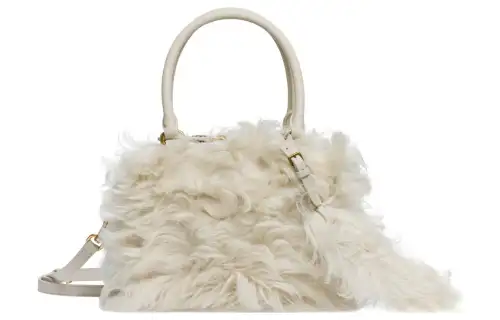 MIU MIU Merino Sheepskin Leather Shoulder Bag, Crossbody Bag, Handbag Women's White