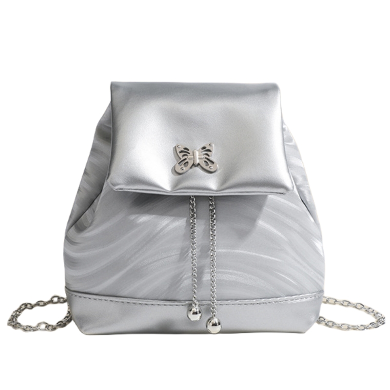 NOMK Pu Chain Backpack Regular Women's Silver