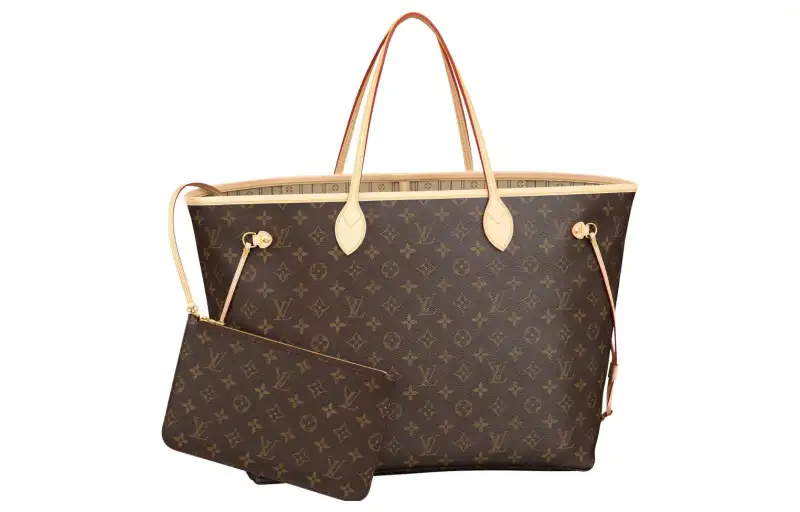 LOUIS VUITTON NEVERFULL Coated Canvas With Cow Leather Tote Bag, Shopping Bag, Handbag Large Women's Brown