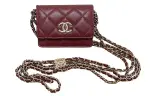 CHANEL Calfskin Shoulder Bag, Crossbody Bag, Wallet Women's Burgundy