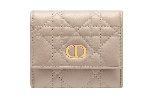 DIOR Caro Calfskin Wallet Regular Women's Beige