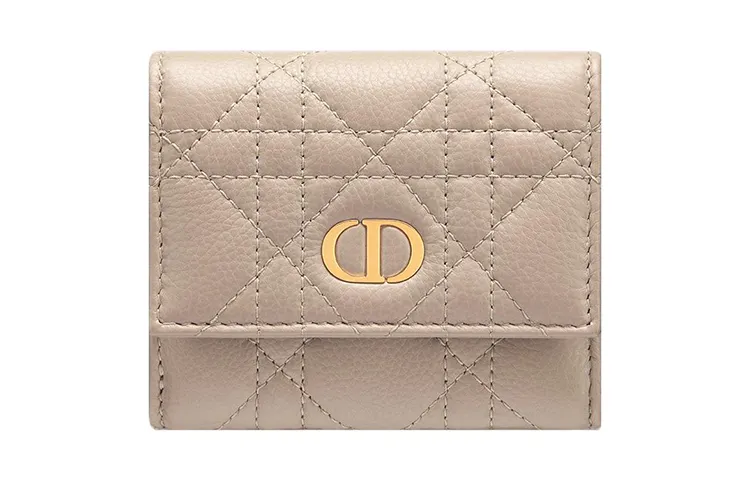DIOR Caro Calfskin Wallet Regular Women's Beige