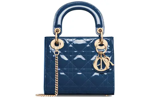 DIOR Lady Dior Calfskin Handbag, Shoulder Bag, Crossbody Bag, Handbag Mini Women's Deep Sea Blue