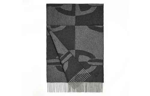 HERMES Knit Scarves Unisex Gray