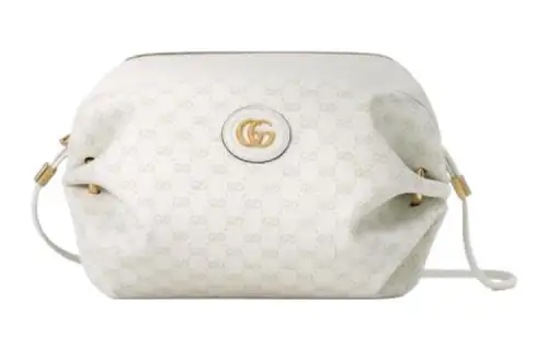 GUCCI Canvas With Leather Trim Shoulder Bag, Crossbody Bag Mini Women's White