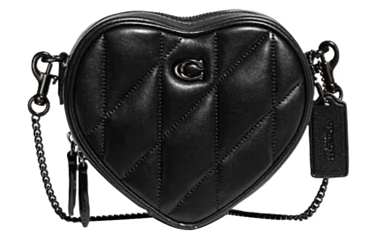 COACH Heart Sheepskin With Cow Leather Shoulder Bag, Crossbody Bag Mini Women's Black