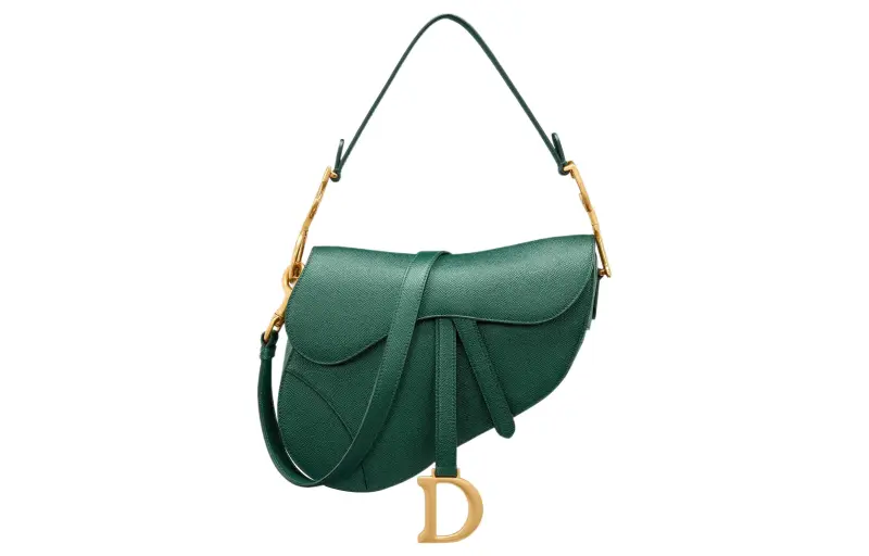 DIOR Saddle Grained Calfskin Saddle Bag, Shoulder Bag, Crossbody Bag, Handbag Regular Women's Pine Green
