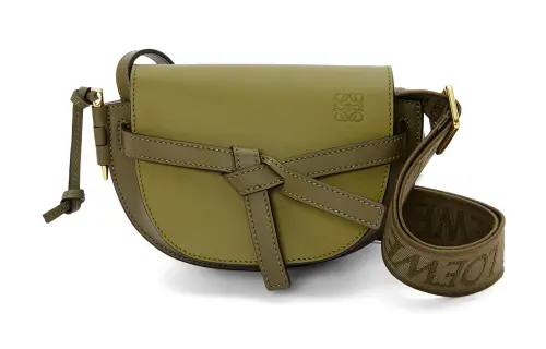 LOEWE Gate Soft Cow Leather Crossbody Bag, Shoulder Bag Women's Olive Green/Dark Green