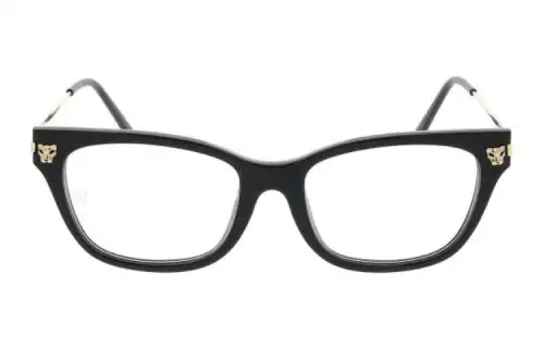 CARTIER Metal Irregular Shape Eyeglass Frames Women's Black