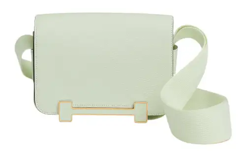 HERMES Geta Gold tone Lock Mysore Goat Skin Wooden Sandal Bag, Crossbody Bag, Shoulder Bag Women's